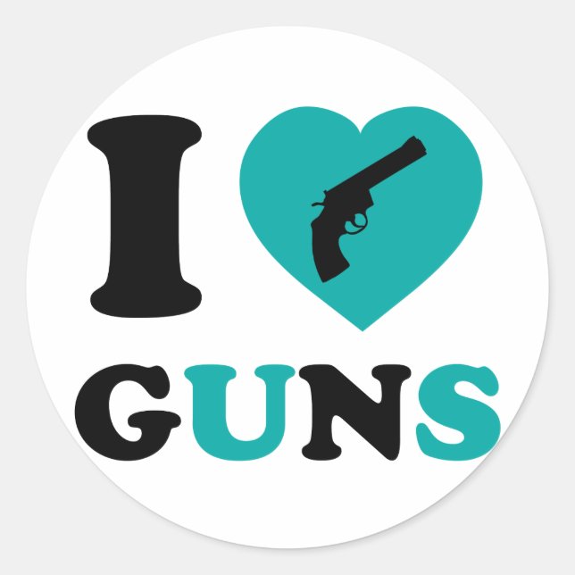 I Love Guns Classic Round Sticker (Front)