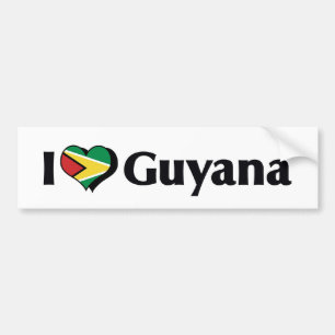 I Love Guyana Flag Bumper Sticker