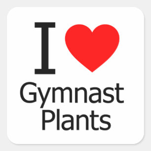 I Love Gymnast Plants Square Sticker