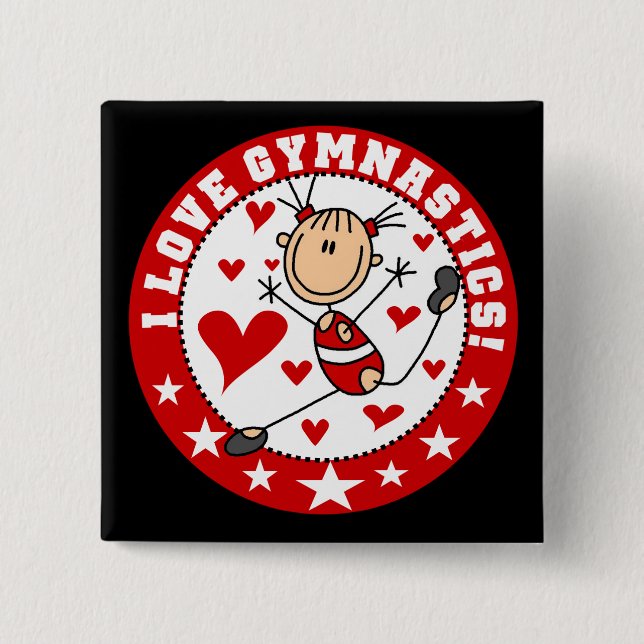 I Love Gymnastics 15 Cm Square Badge (Front)