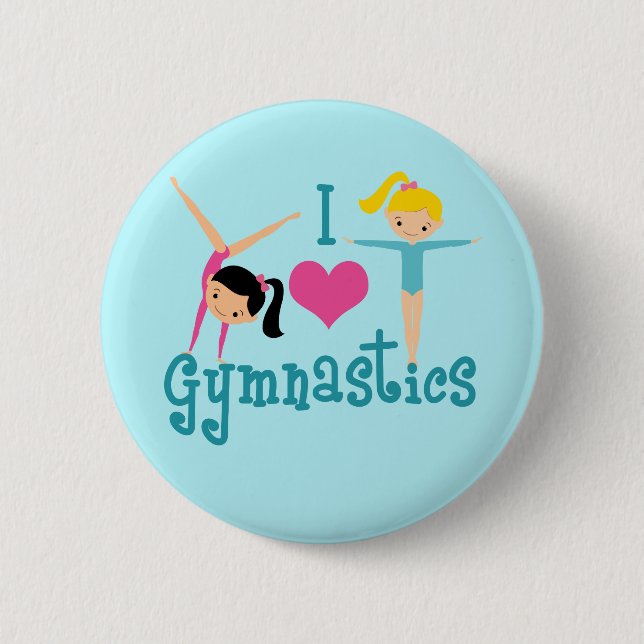 I Love Gymnastics 6 Cm Round Badge (Front)