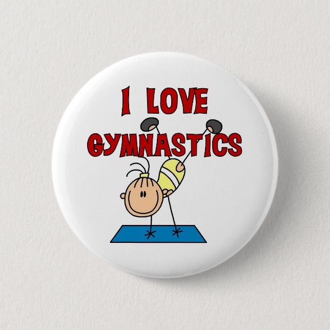 I Love Gymnastics 6 Cm Round Badge (Front)