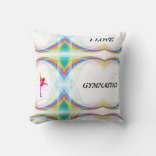 I Love Gymnastics Abstract Colourful Pillow