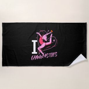 I Love Gymnastics Beach Towel