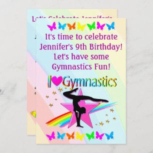 I LOVE GYMNASTICS BIRTHDAY INVITATION