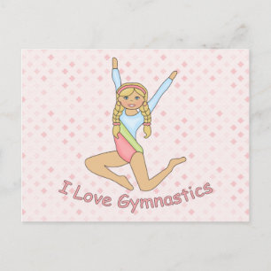 I Love Gymnastics Blonde Postcard