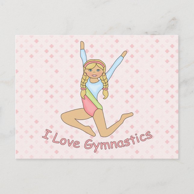 I Love Gymnastics Blonde Postcard (Front)