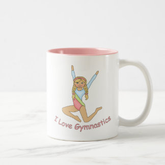 I Love Gymnastics Blonde Two-Tone Coffee Mug
