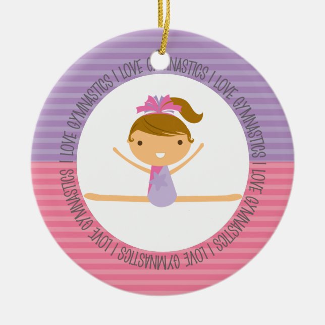I LOVE GYMNASTICS Christmas Ornament (Front)