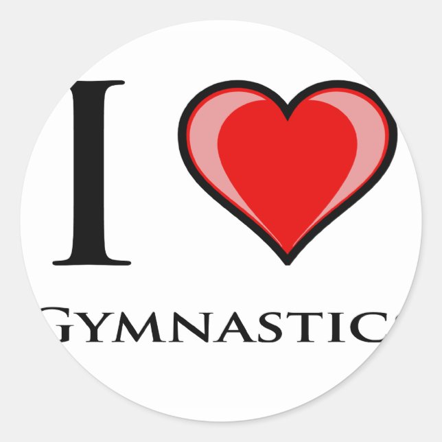 I Love Gymnastics Classic Round Sticker (Front)
