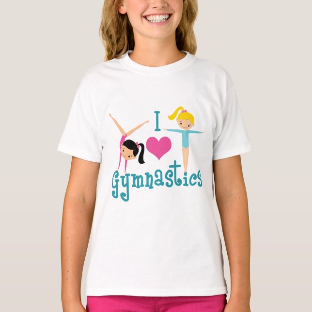 I Love Gymnastics Cute Gymnast Kids T-Shirt (Front)