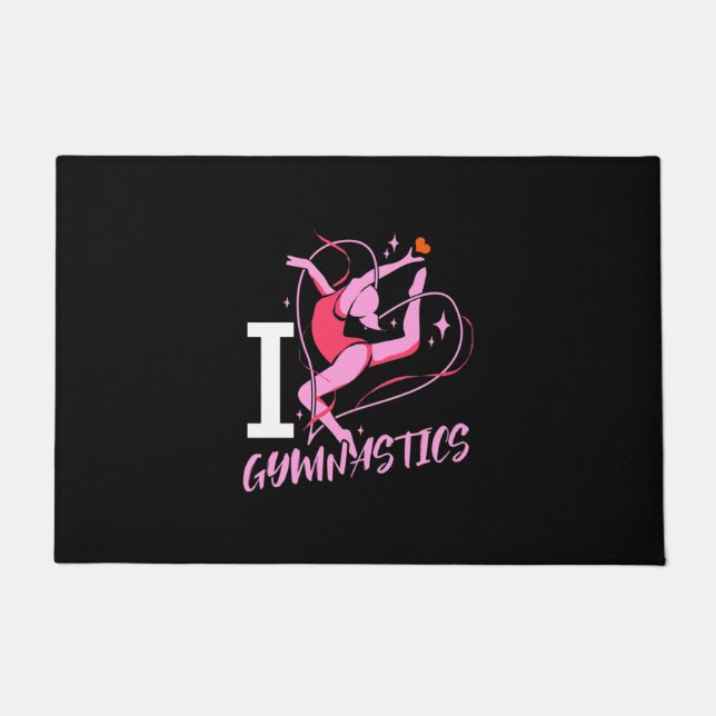 I Love Gymnastics Doormat (Front)