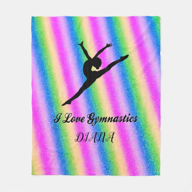 I LOVE GYMNASTICS FLEECE BLANKET! (Front)