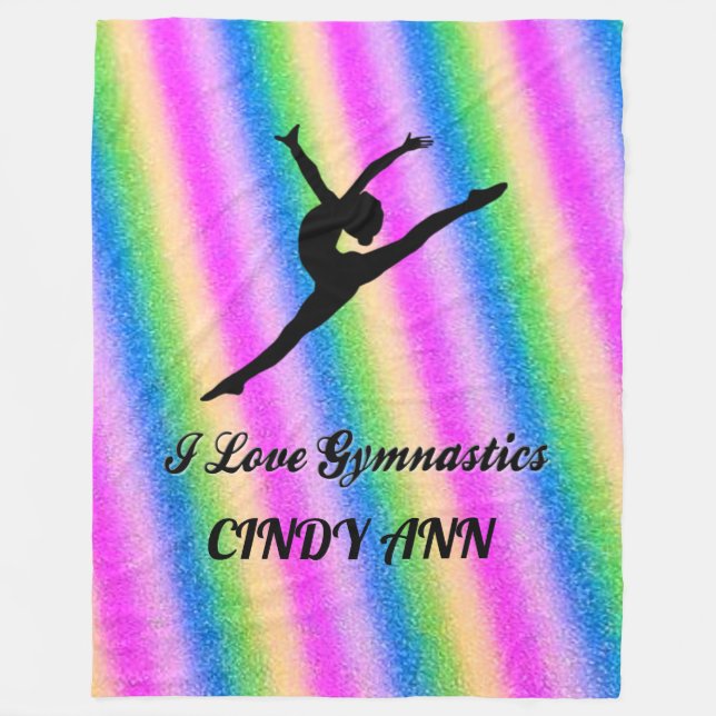 I LOVE GYMNASTICS FLEECE BLANKET! BLANKET (Front)