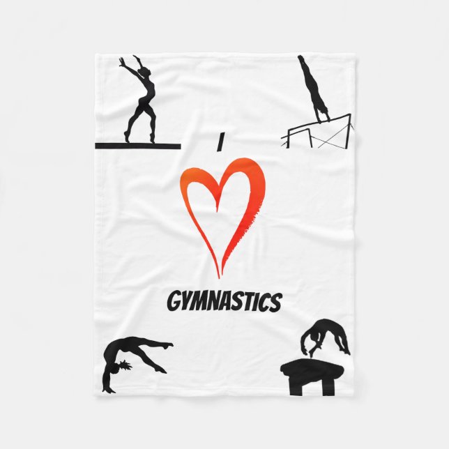 I Love Gymnastics Girls Fleece Blanket (Front)
