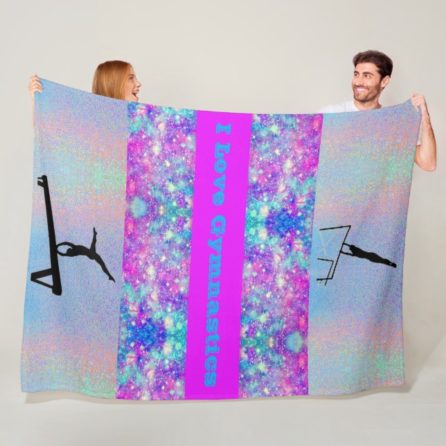 I Love Gymnastics Girls Fleece Blanket (In Situ)