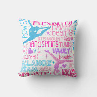 I love Gymnastics-girls pink, purple and blue Pape Cushion