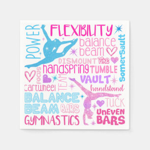 I love Gymnastics-girls pink, purple and blue Pape Napkin