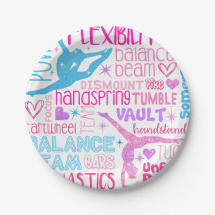 I love Gymnastics-girls pink, purple and blue Paper Plate