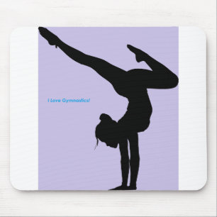 I Love Gymnastics- Gymnast with Lilac Background Mouse Mat