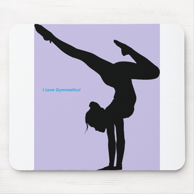 I Love Gymnastics- Gymnast with Lilac Background Mouse Mat (Front)