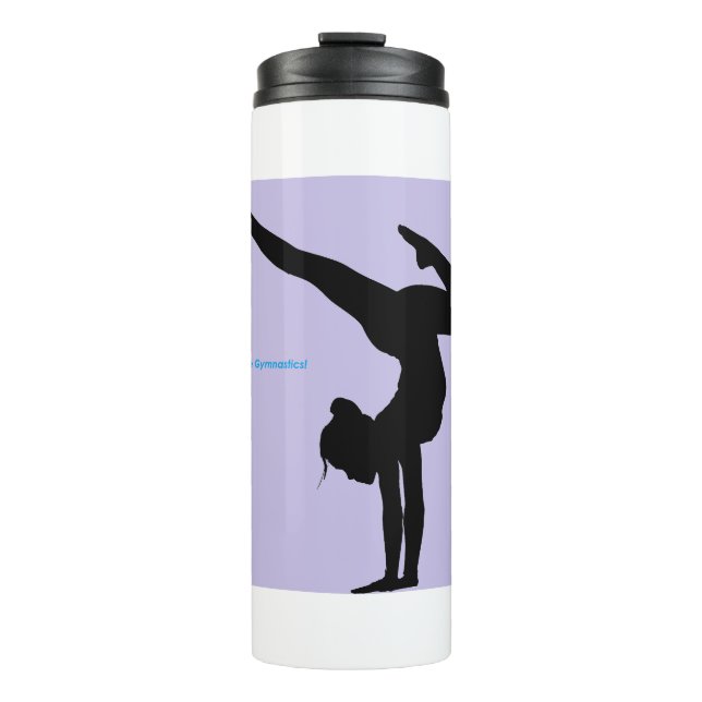 I Love Gymnastics- Gymnast with Lilac Background Thermal Tumbler (Front)