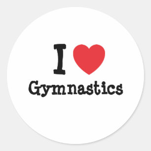 I love Gymnastics heart custom personalised Classic Round Sticker