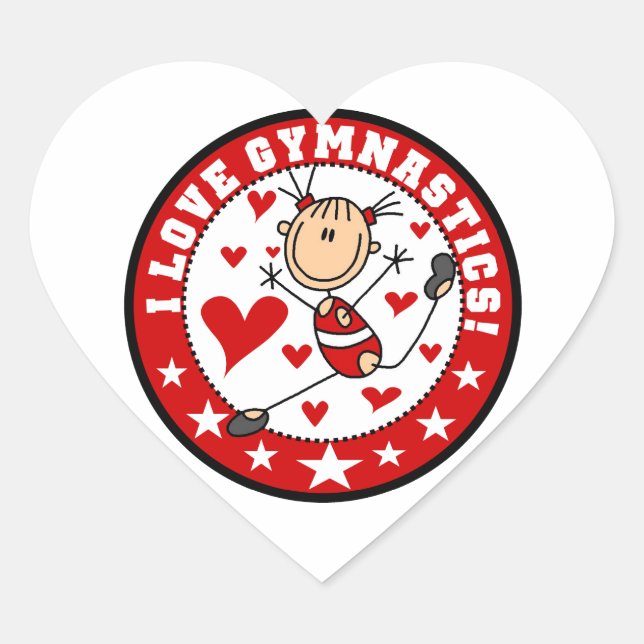 I Love Gymnastics Heart Sticker (Front)