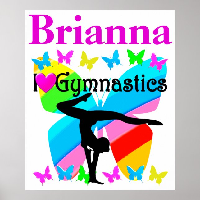 I LOVE GYMNASTICS PERSONALIZED BUTTERFLY POSTER (Front)