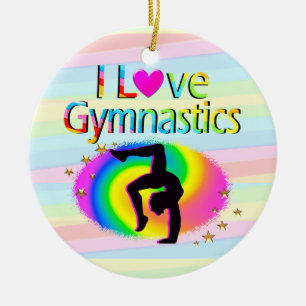 I LOVE GYMNASTICS RAINBOW ORNAMENT