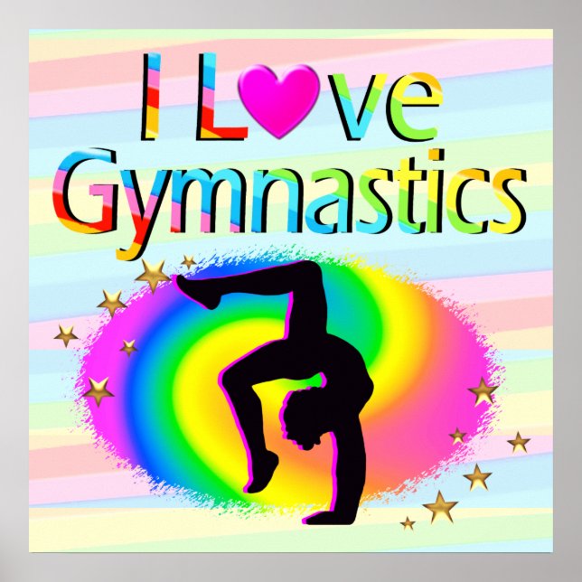 I LOVE GYMNASTICS RAINBOW POSTER (Front)