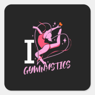 I Love Gymnastics Square Sticker