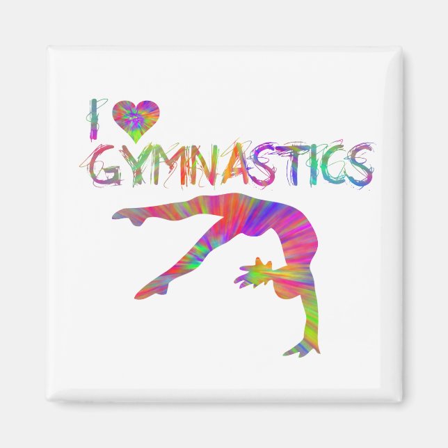I Love Gymnastics Tie Dye Shirts Bags Stickers etc Magnet (Front)