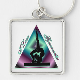 I Love Gymnastics triangle #2 Key Ring