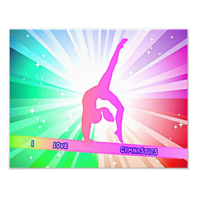 "I LOVE GYMNASTICS" with Gymnast on Beam   Photo Print (Front)