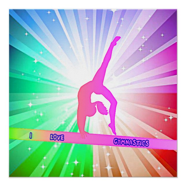 "I LOVE GYMNASTICS" with Gymnast on Beam    Poster (Front)