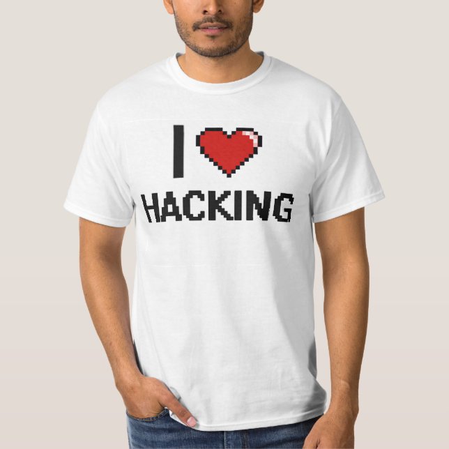 I Love Hacking Digital Retro Design T-Shirt (Front)