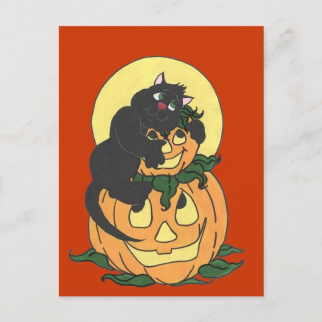 I love Halloween Cat Postcard (Front)