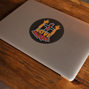 I Love Halloween Creepy Zombie Hands Classic Round Sticker