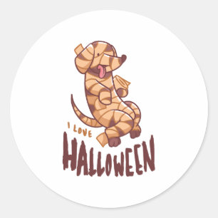 I Love Halloween - Dog Mummy Classic Round Sticker