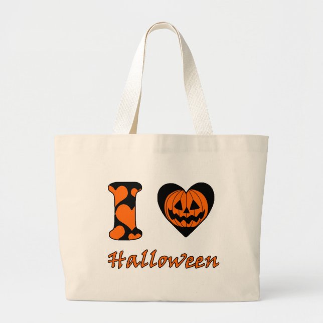 I love Halloween Large Tote Bag (Front)