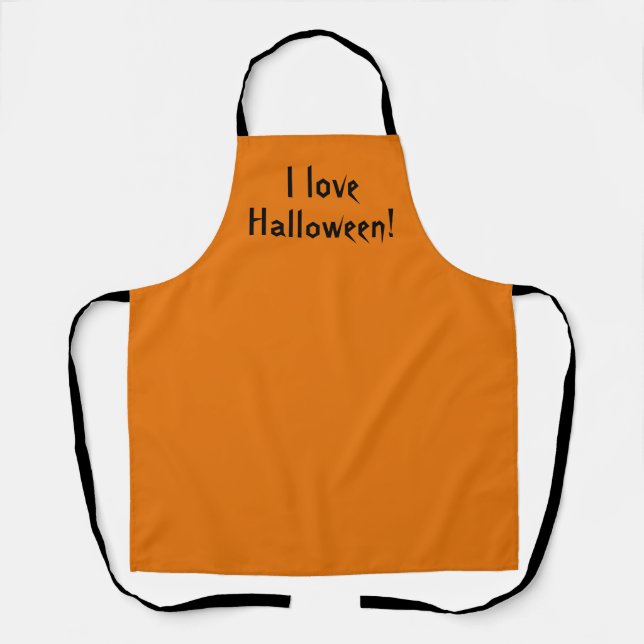 I Love Halloween Orange Apron (Front)