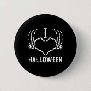 I Love Halloween Skeleton Hands Heart Cute Women G 6 Cm Round Badge