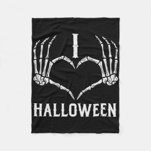 I Love Halloween Skeleton Hands Heart Cute Women G Fleece Blanket