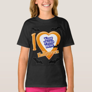 I Love Halloween With Your Photo With Bats T-Shirt