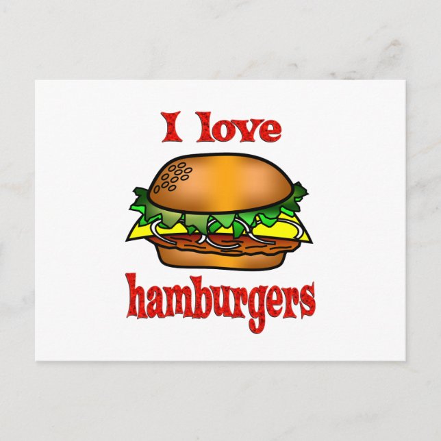 I Love Hamburgers Postcard (Front)