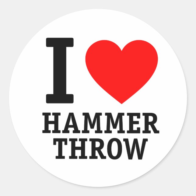 I Love Hammer Throw Classic Round Sticker (Front)