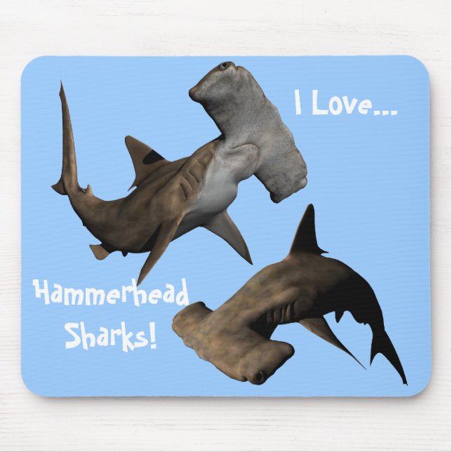 I Love...Hammerhead Sharks! ... Mousepad, Animals Mouse Mat (Front)