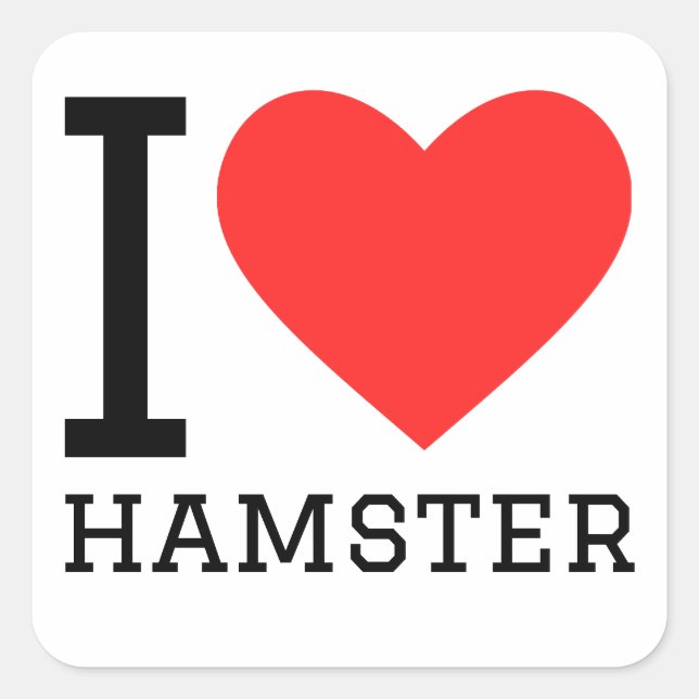 I love hamster  square sticker (Front)