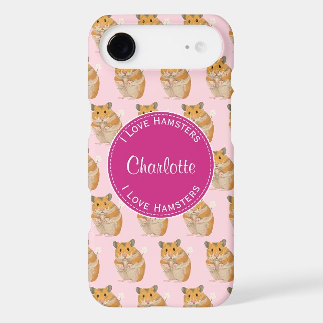 I love Hamsters Pink Hamster Pattern Case-Mate iPhone Case (Back)